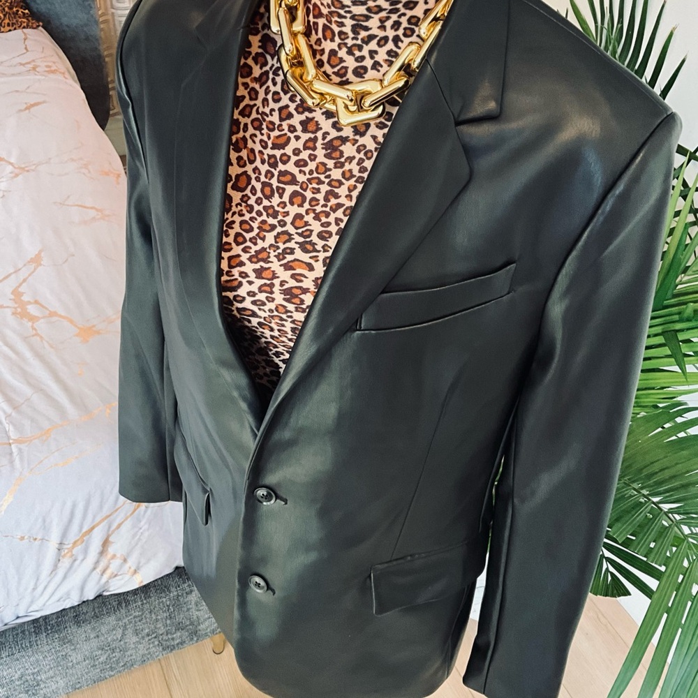 Leather Structured Blazer NWT - image 3